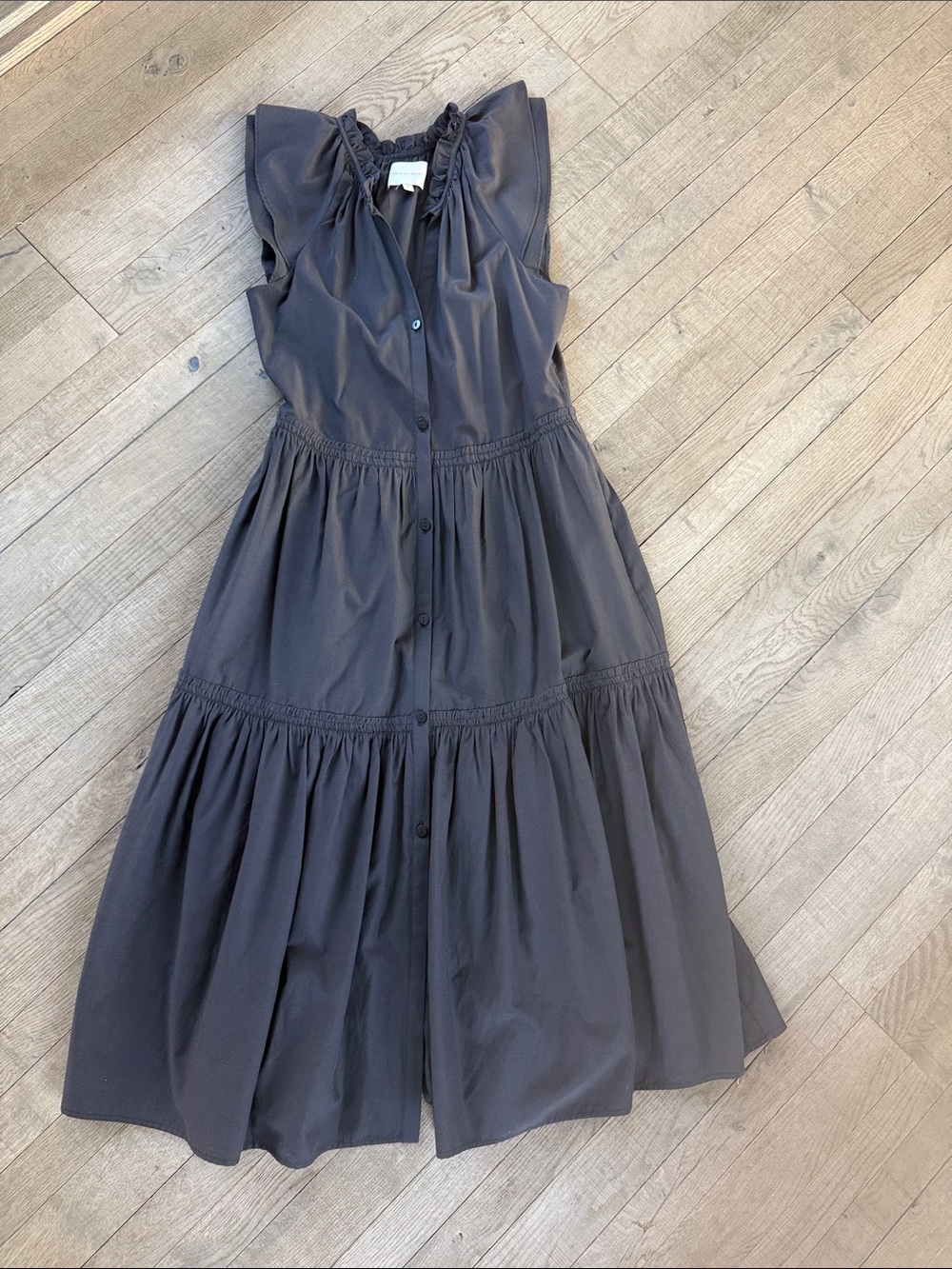 Brochu Walker Ruffled Neckline Dress in Charcoal